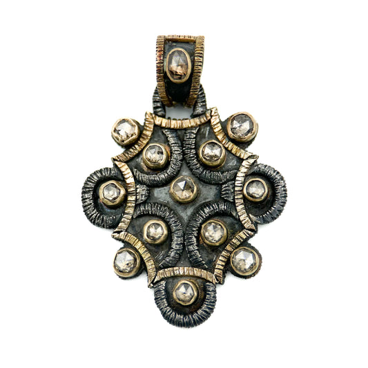 "Budapest" Pendant (Diamond, 18k Gold, Oxidized Sterling Silver)