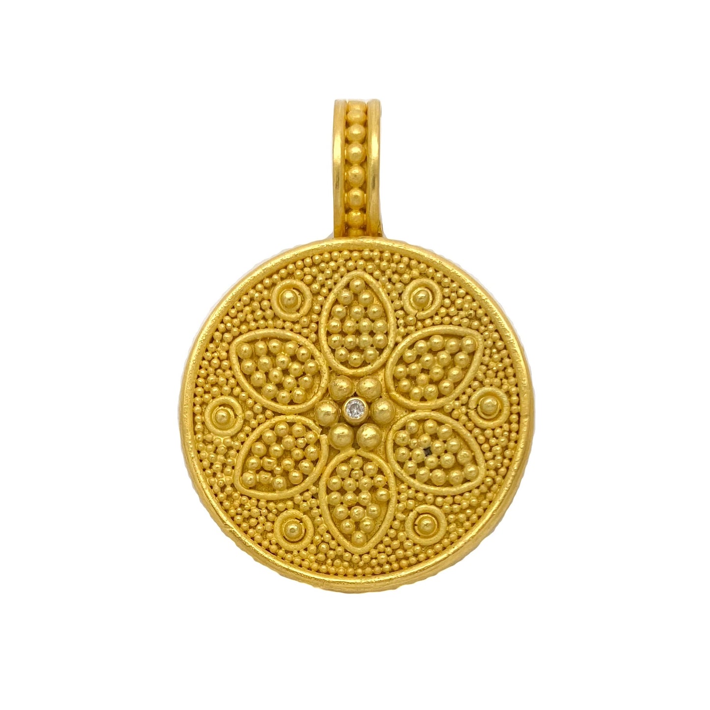 "Lotus Om" Pendant (Diamond, 22k Gold) SOLD, MAY ORDER