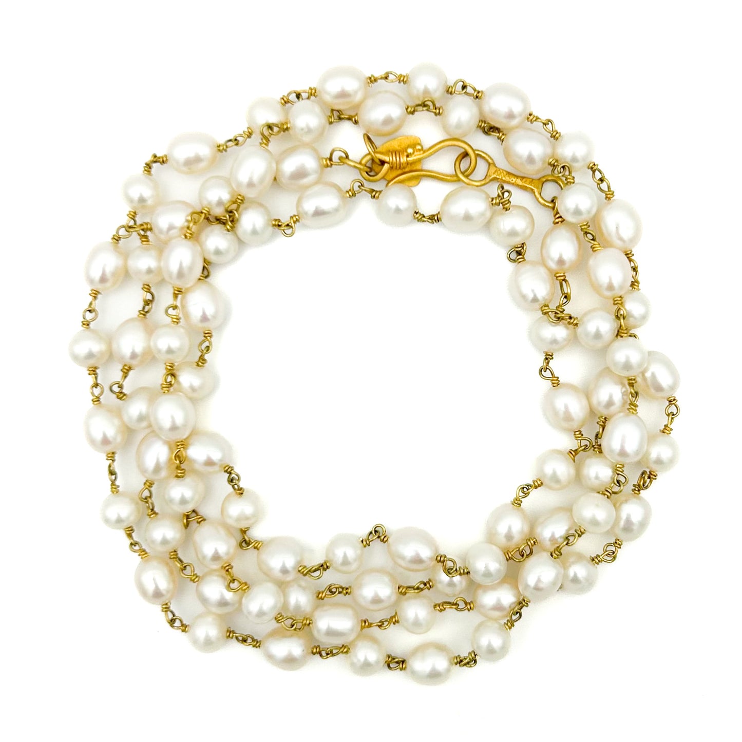 "Winona" Necklace/Bracelet (Cultured Freshwater Pearls, 18k Gold)