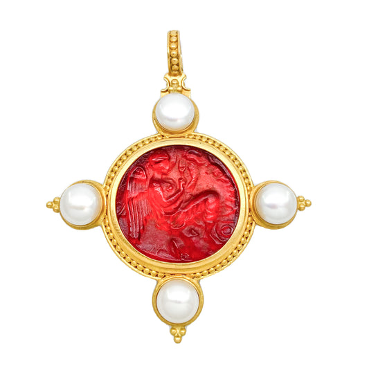 "Vienna" Pendant (Venetian Glass, Pearl, 22k Gold)