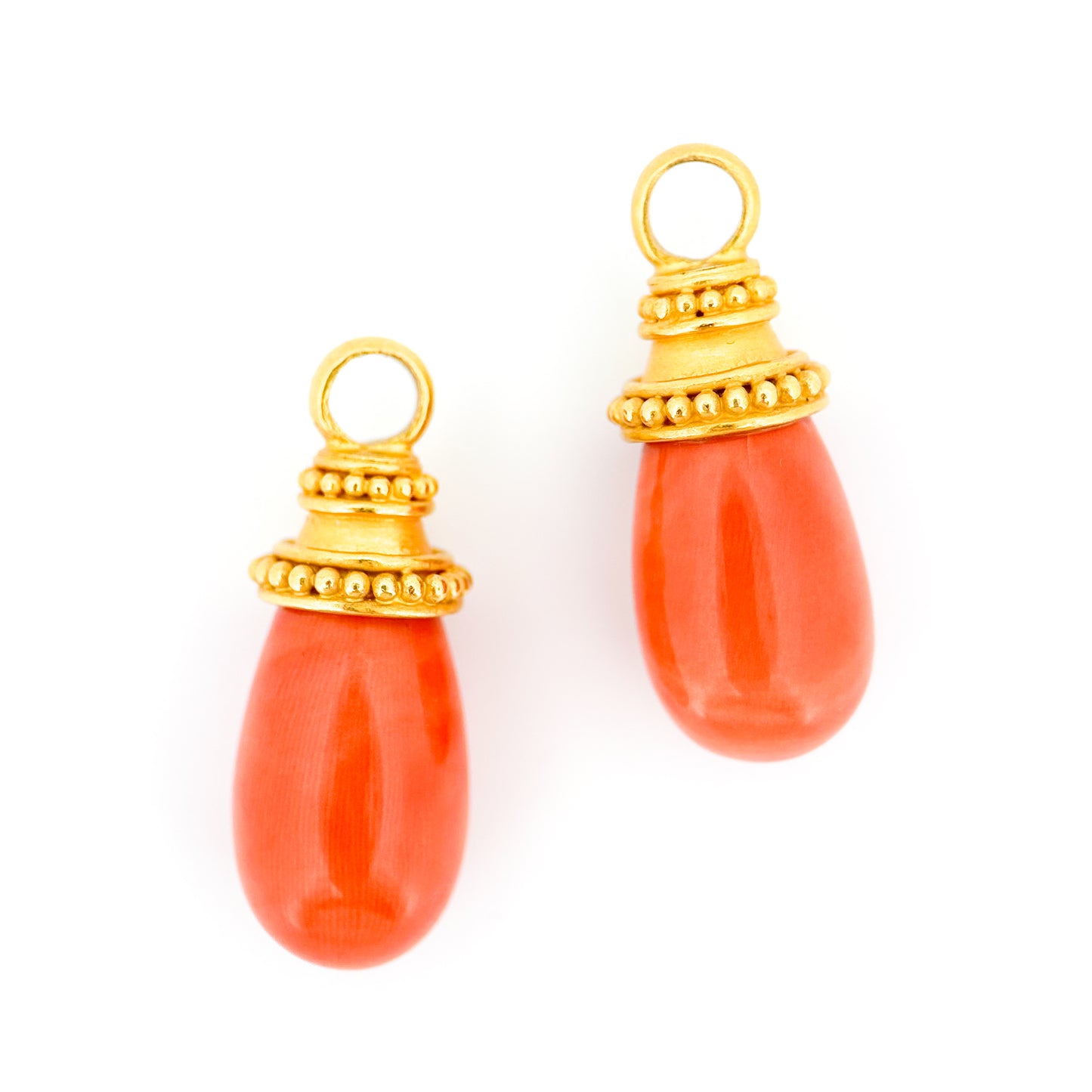"Sharon" Drops for Hoop Earrings (Italian Coral, 22k, 18k Gold)