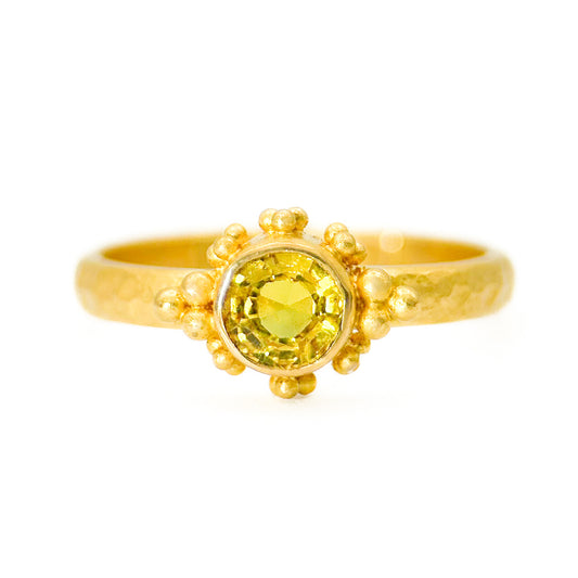 "Hammered Sparkler" (Yellow Sapphire, 18k Gold)
