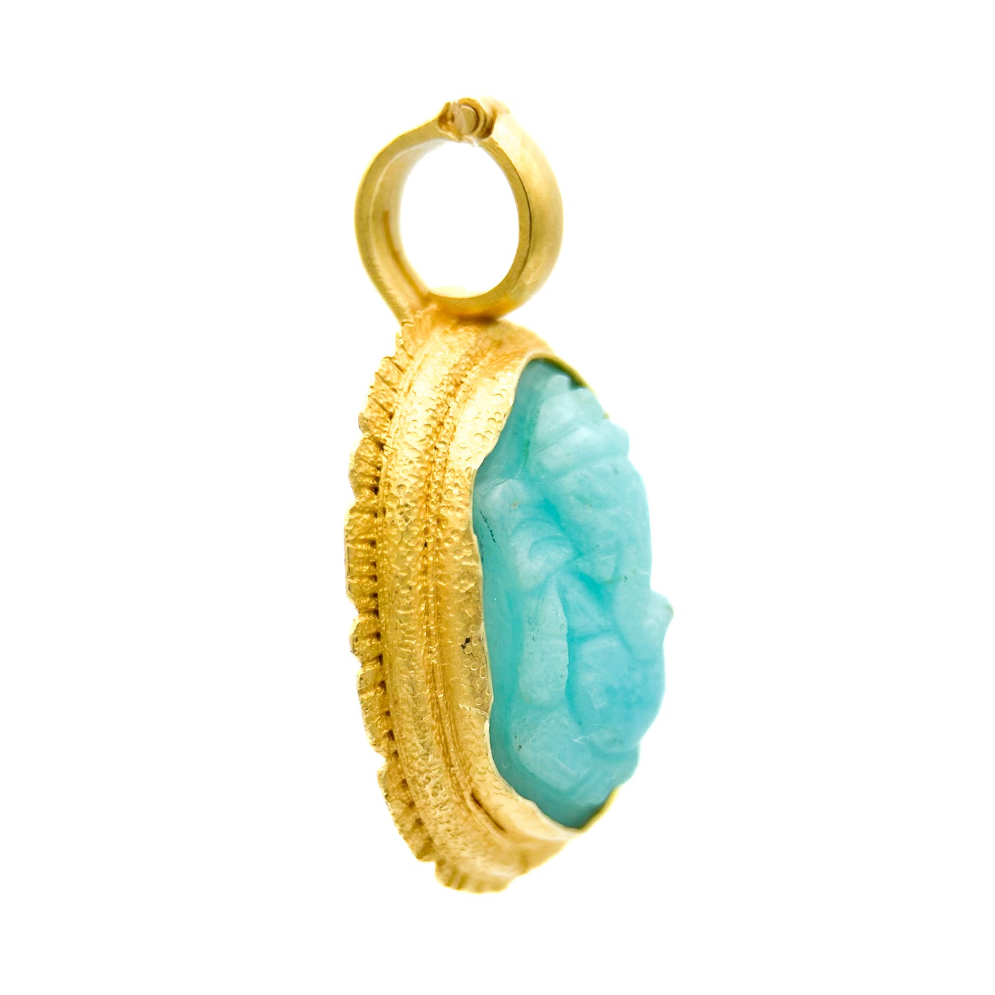 "Ganesh Lotus Flower" Pendant (Amazonite, 22k, 18k Gold)