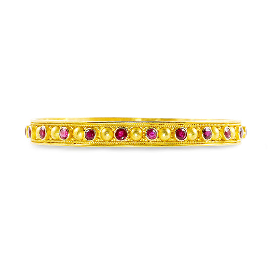 "Bubble" Bangle Bracelet (Ruby, 22k Gold)