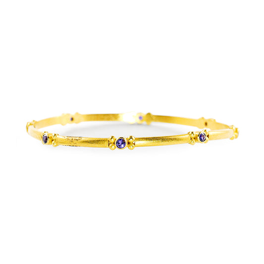 "Skinny Oman" Bangle Bracelet (Purple Sapphire, 18k, 22k Gold)