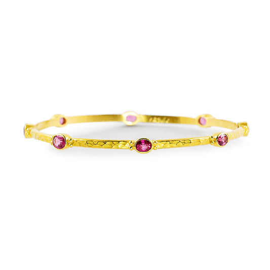 "Oman" Bangle Bracelet (Rubellite Tourmaline, 18k, 22k Gold)