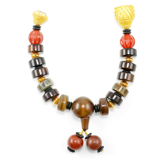 "Tao" Men's Bracelet (African Buffalo Horn, Carnelian Agate, 22k, 18k Gold)