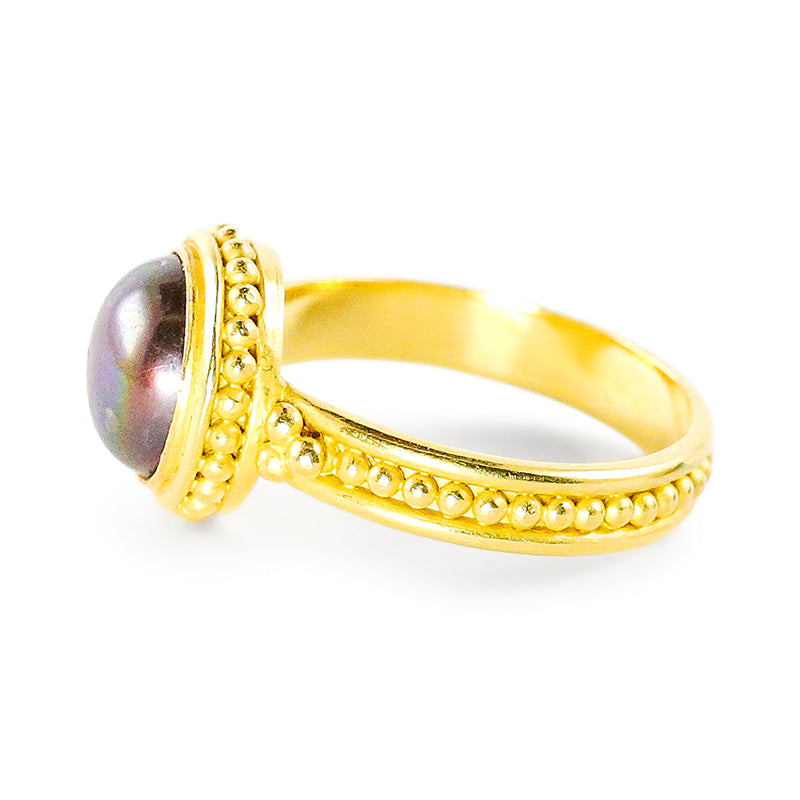 "Beaded Sparkler" Ring (Freshwater Pearl, 22k Gold)