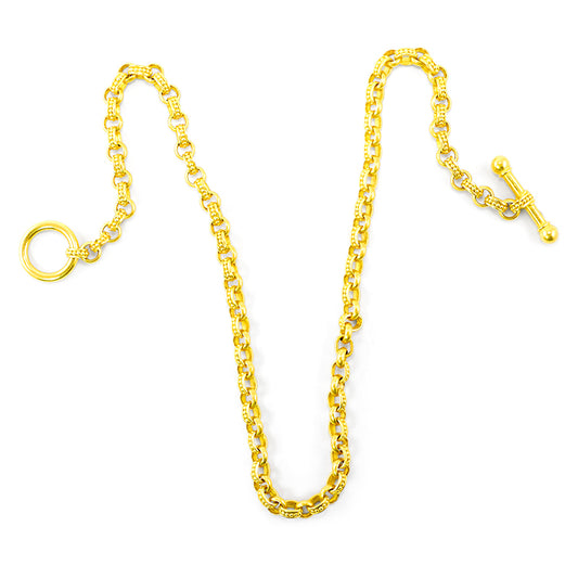 "Sharon Lariat" Toggle Necklace (18k Gold Link Chain)