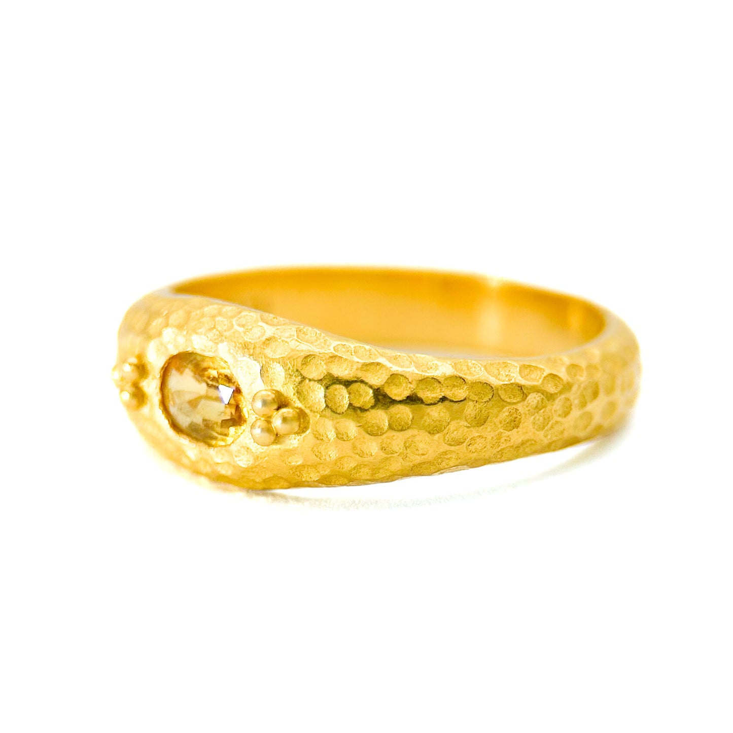 "Hammered Gypsy" Band Ring (Yellow Sapphire, 18k Gold)