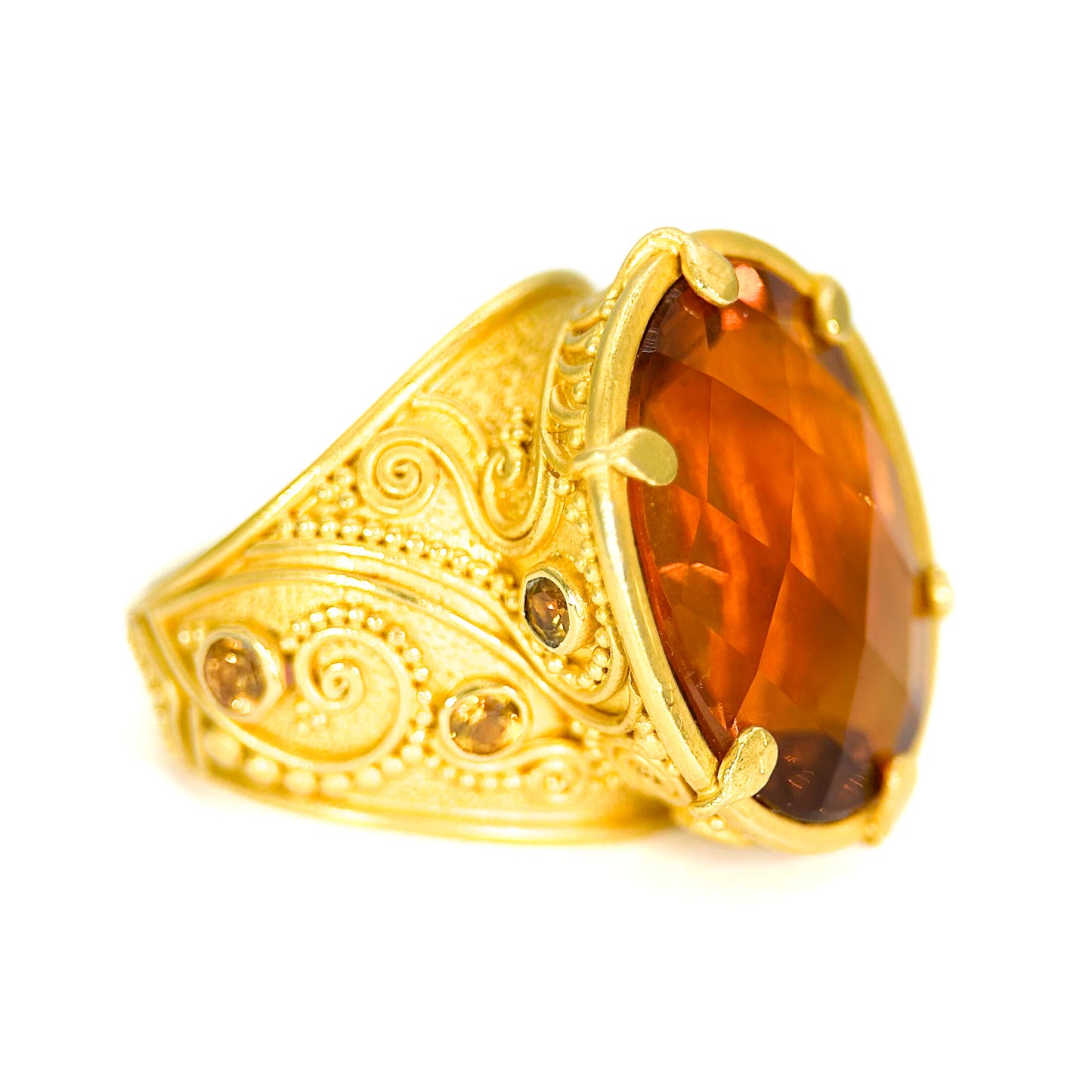 "Klimt" Ring (Madeira Citrine, Orange Sapphire, 22k Gold)