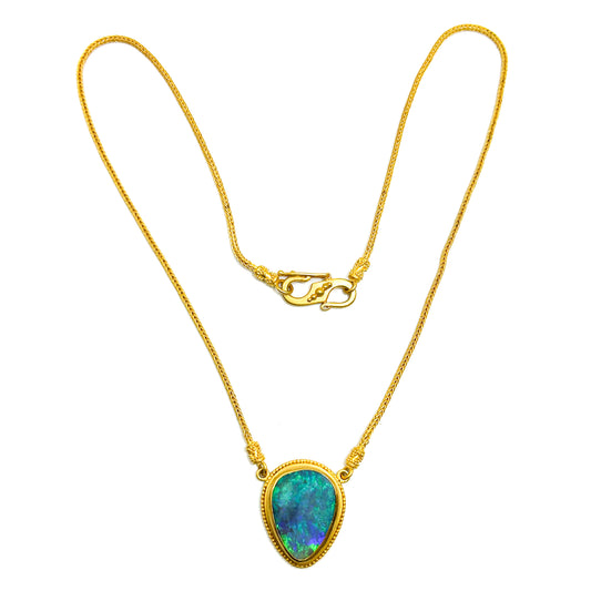 Pelekas Pendant Necklace (Australian Opal, 22k Gold)