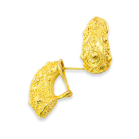 "Half Moon Neptune" Earrings (22k, 18k Gold)