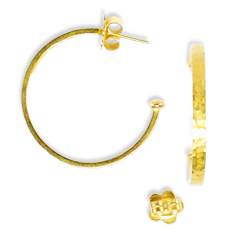 "Hammered Hoop" Earrings (18k Gold)