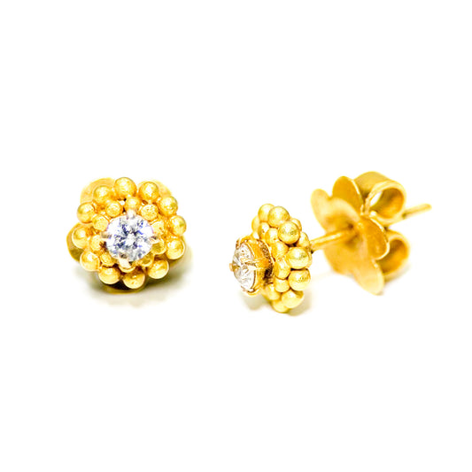 "Mote" Stud Earrings (Diamond, 22k, 18k Gold)