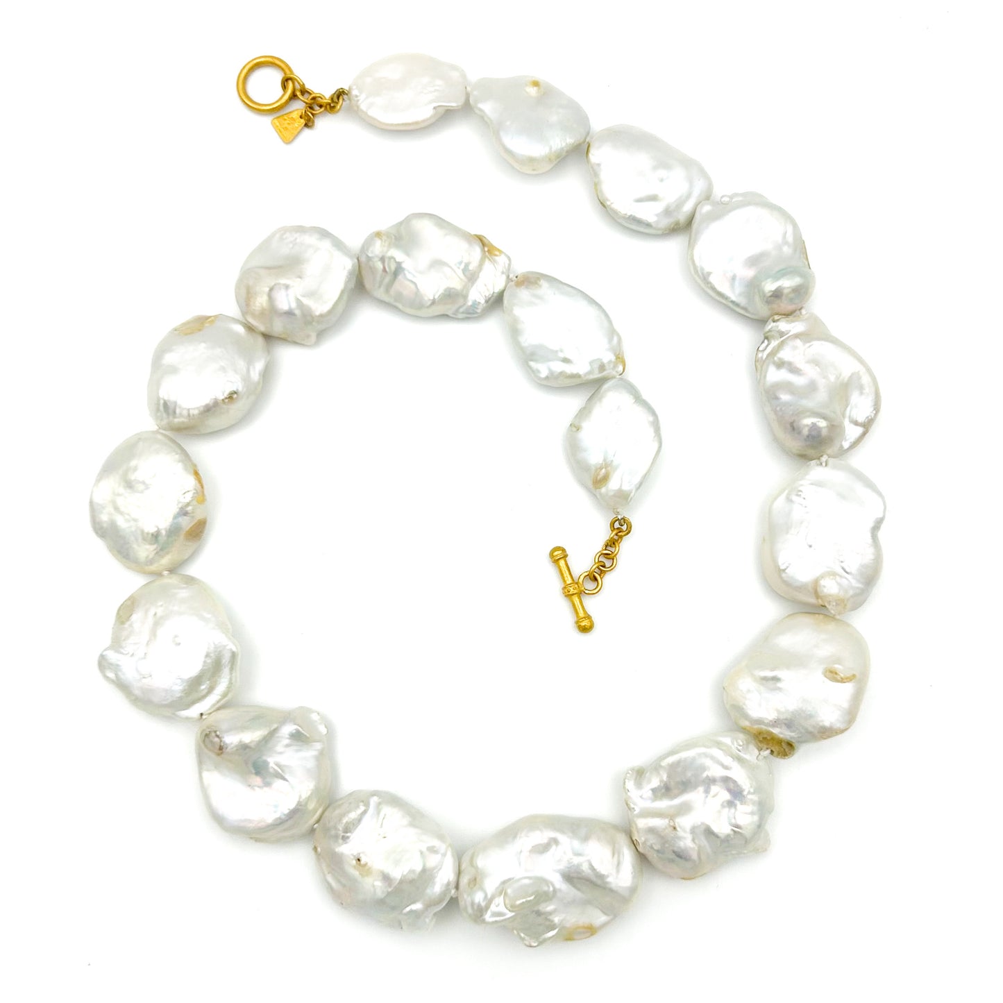 "Lola Baroque" Necklace (White Freshwater Pearl, 22k, 18k Gold)