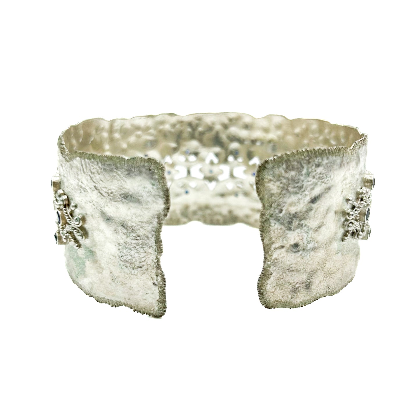 "Dubrovnik" Cuff Bracelet (Blue Sapphire, Sterling Silver 925) SOLD
