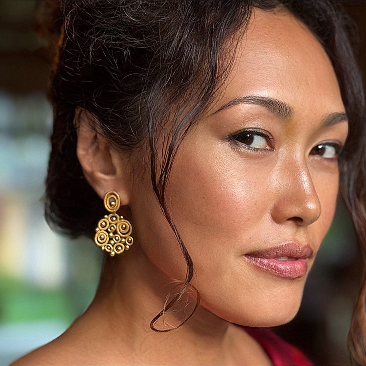 "Dune" Stud Dangle Earrings (22k, 18k Gold)