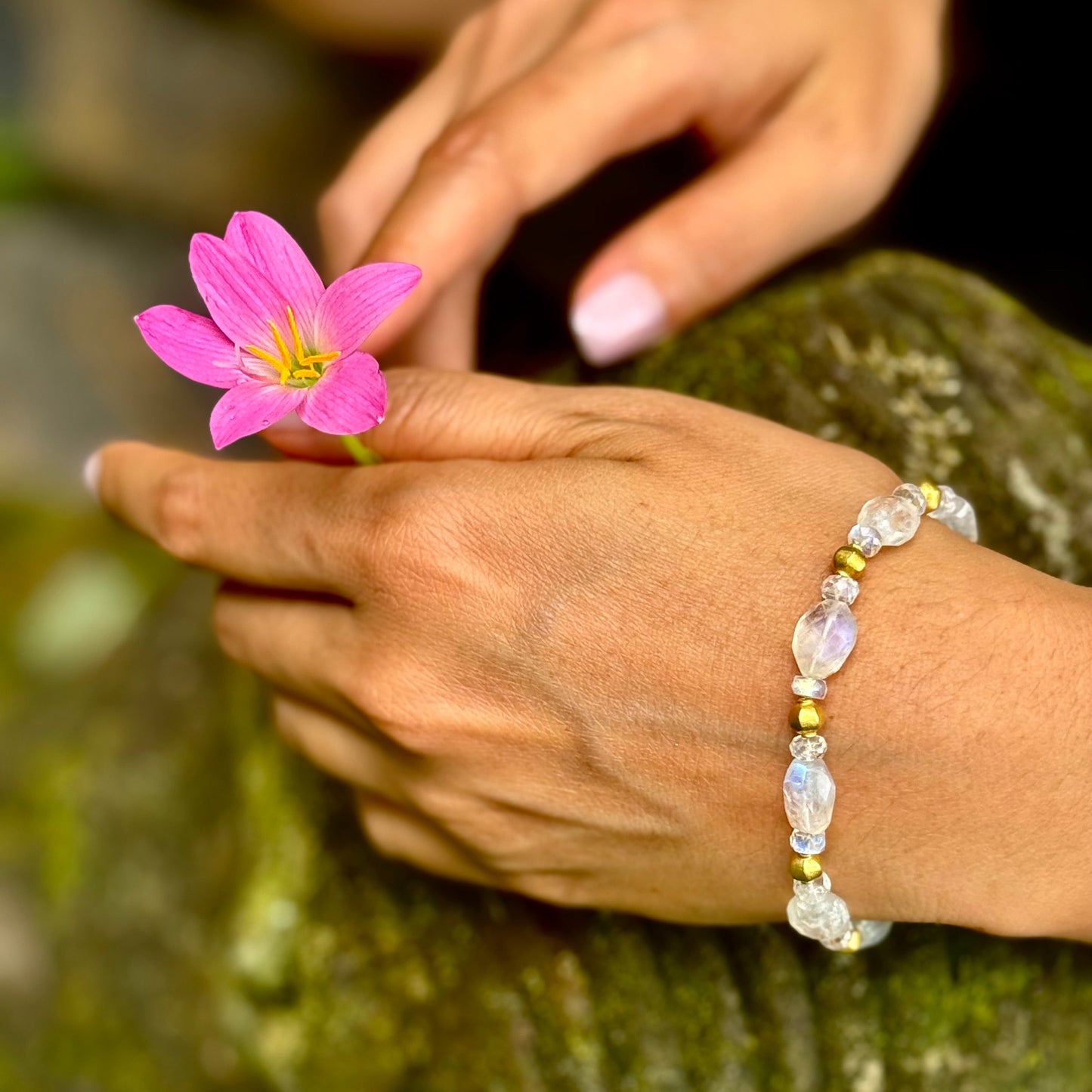 "Moonlight" Bracelet (Moonstone, 22k, 18k Gold)