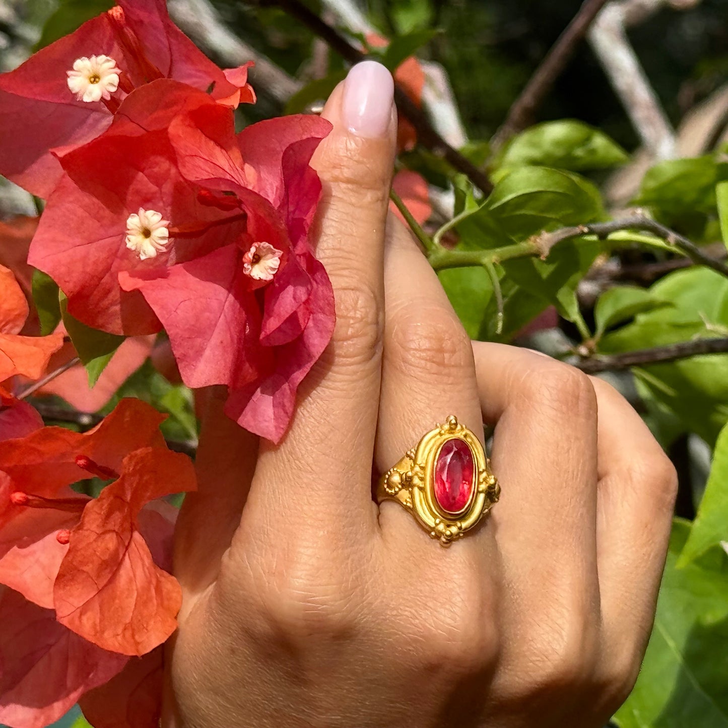 "Princess" Ring (Rhodonite, 22k Gold)
