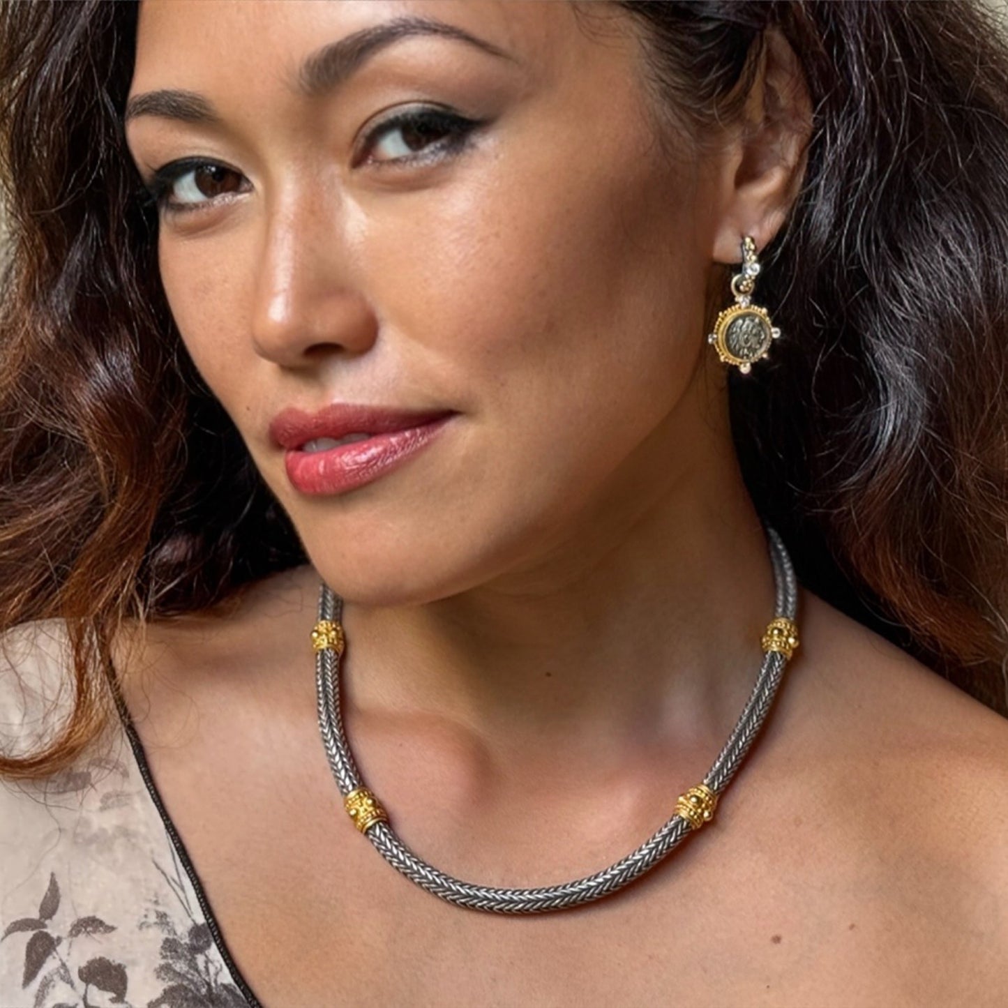 "Etrusca" Chain Necklace (Sterling Silver, 22k Gold)