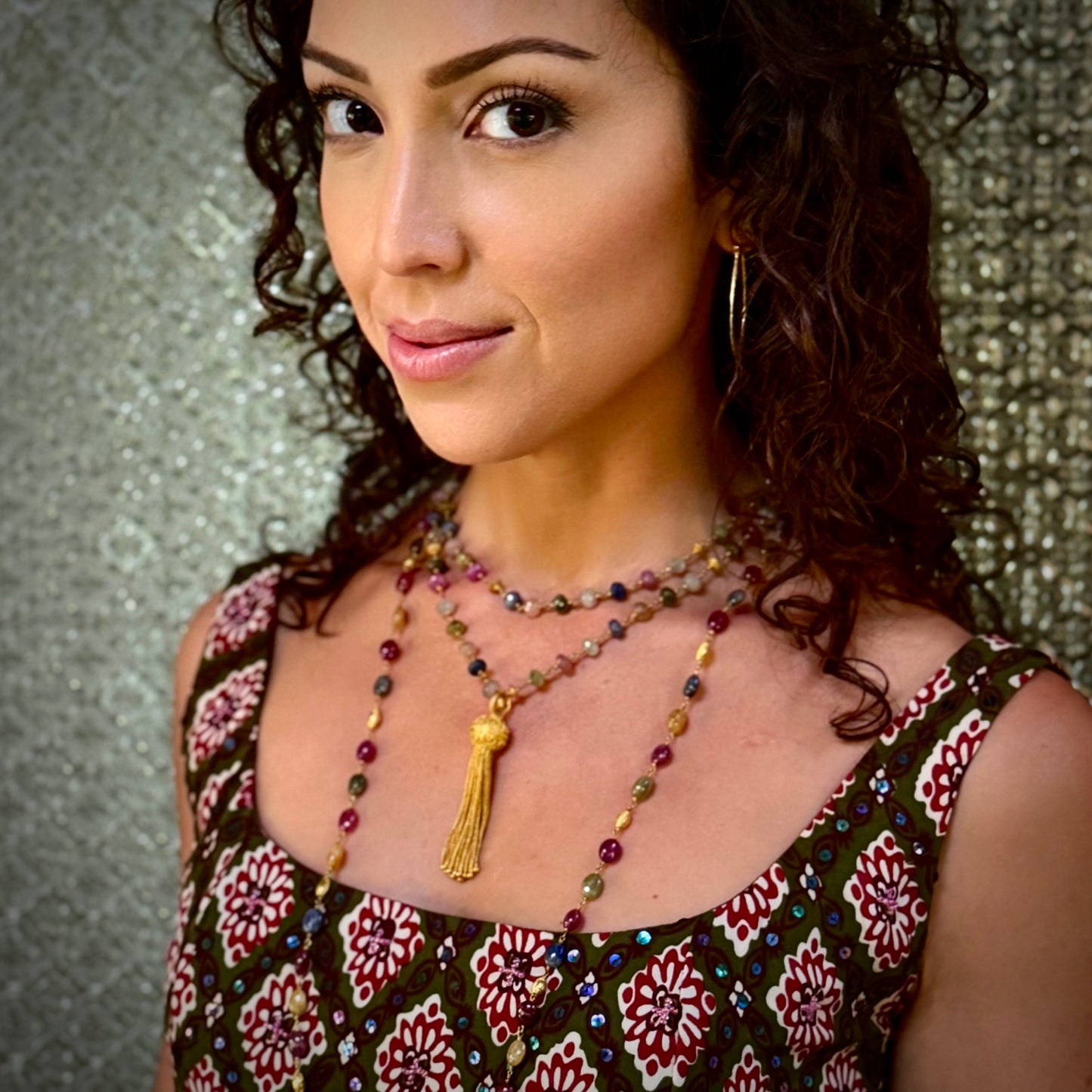 "Winona Bangkok" Necklace (Multicolored Sapphire, Ruby, 22k, 18k Gold)