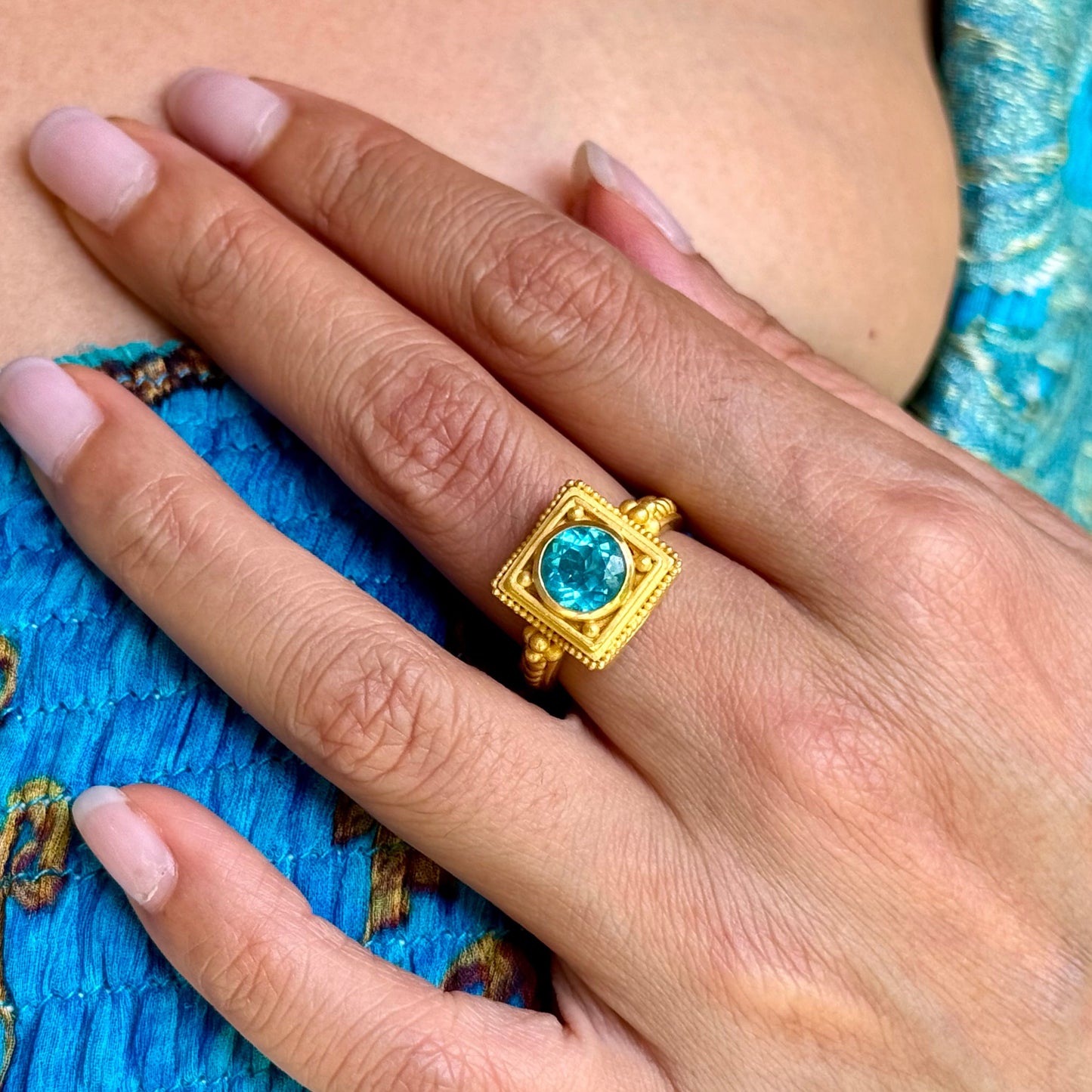 "Cairo" Ring (Apatite, 22k Gold)