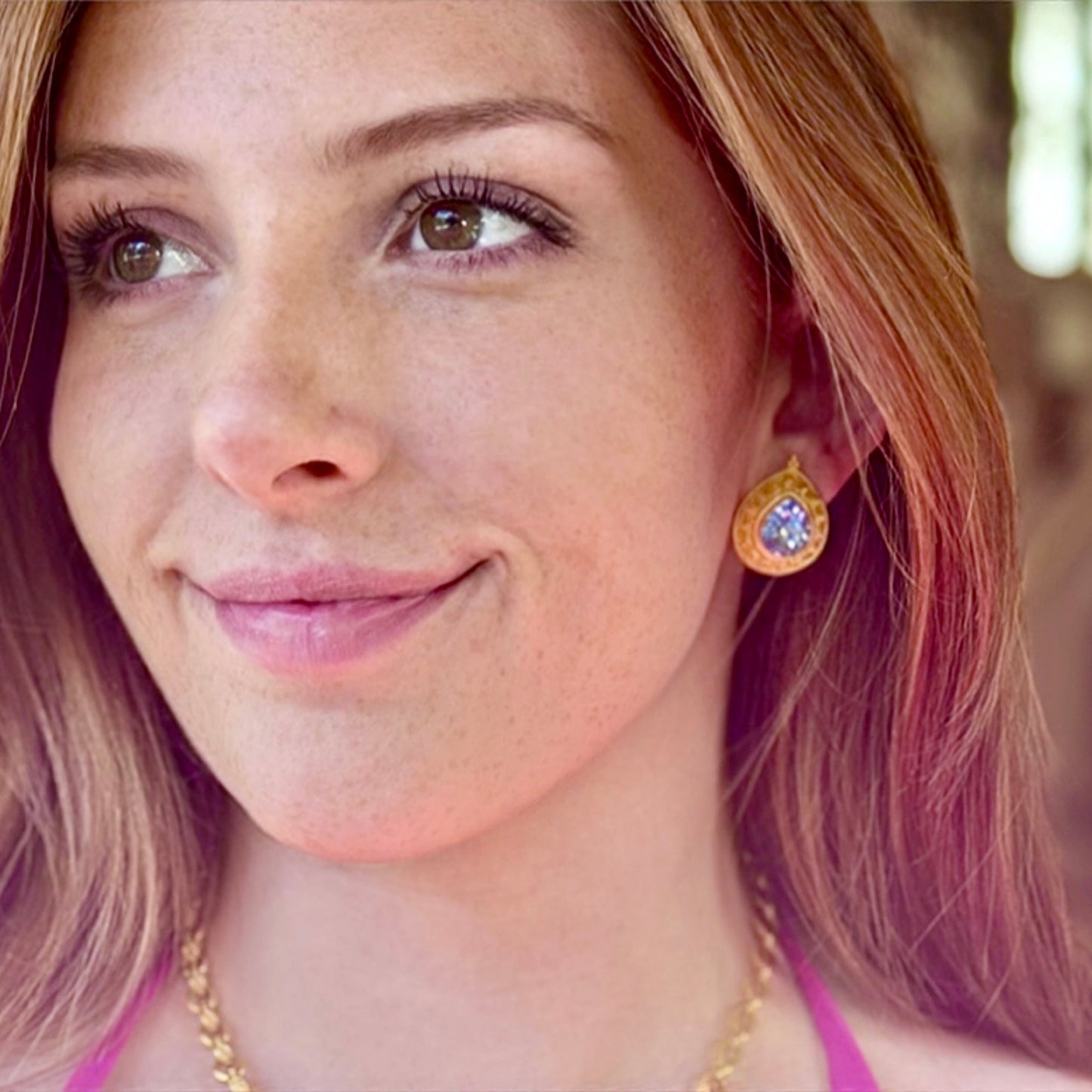 "Susie Spiral" Stud Earrings (Blue Topaz, 22k, 18k Gold)