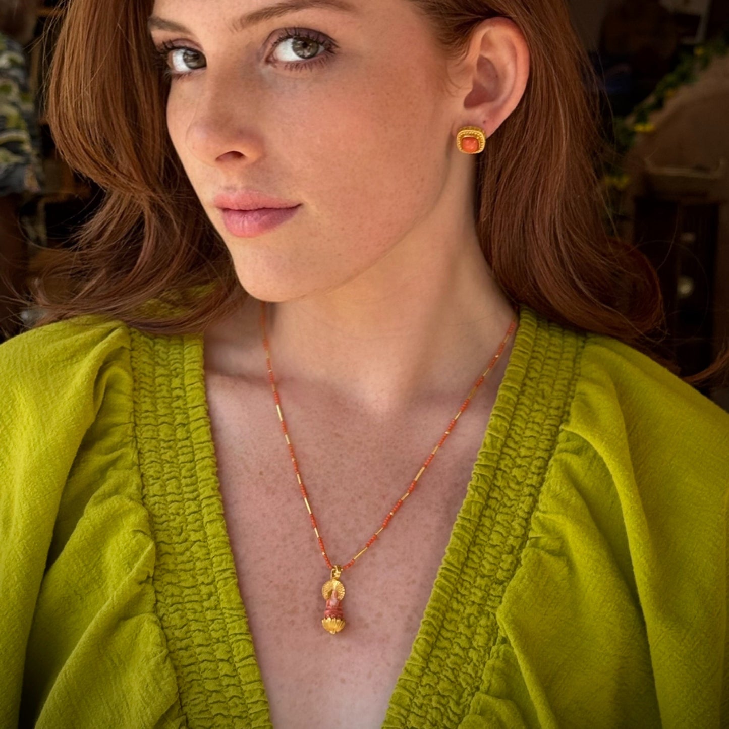 "Whisper" Necklace (Italian Coral, 22k, 18k Gold)