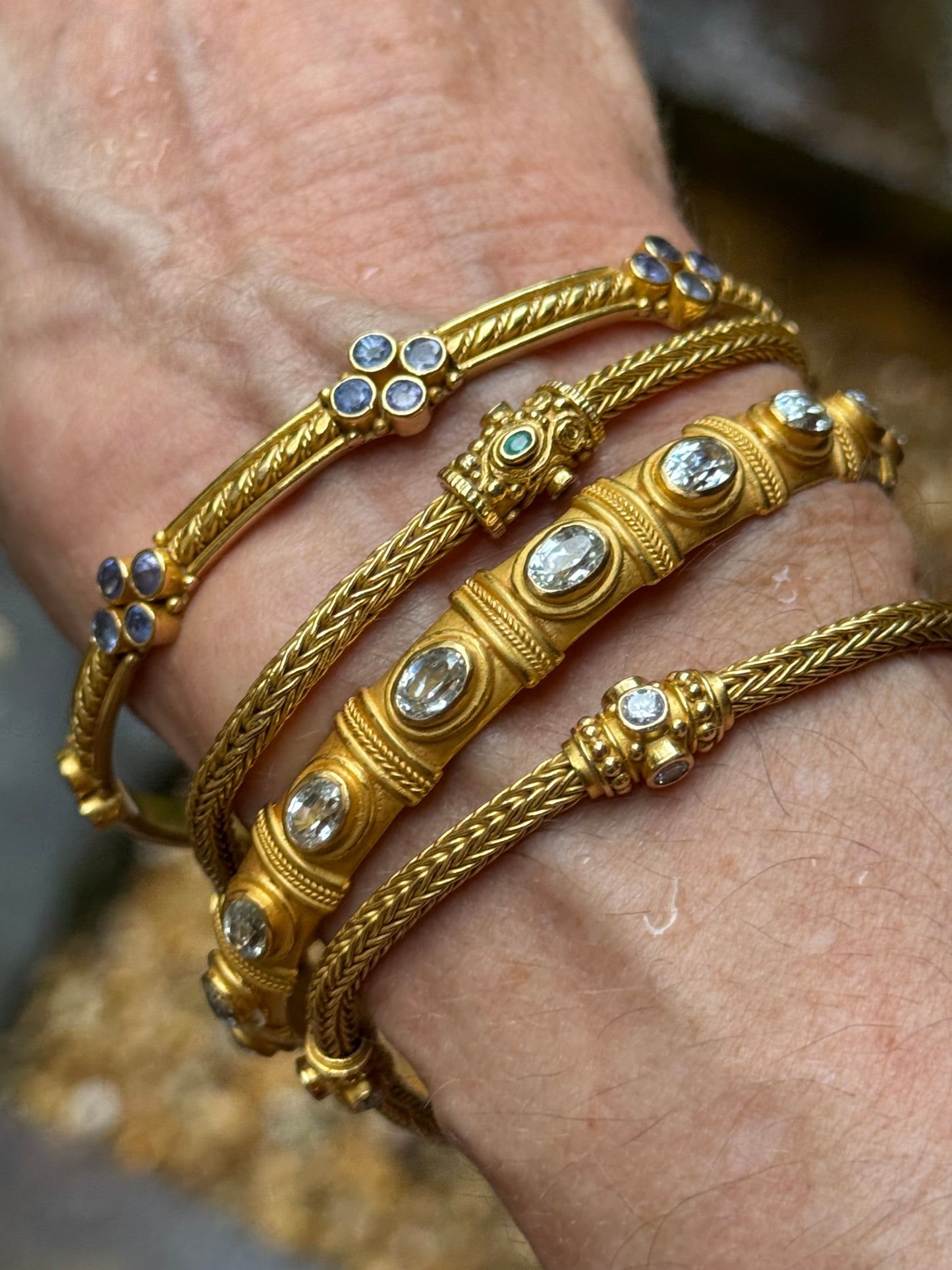 "Etrusca" Chain Bracelet (White Sapphire, 22k, 18k Gold)