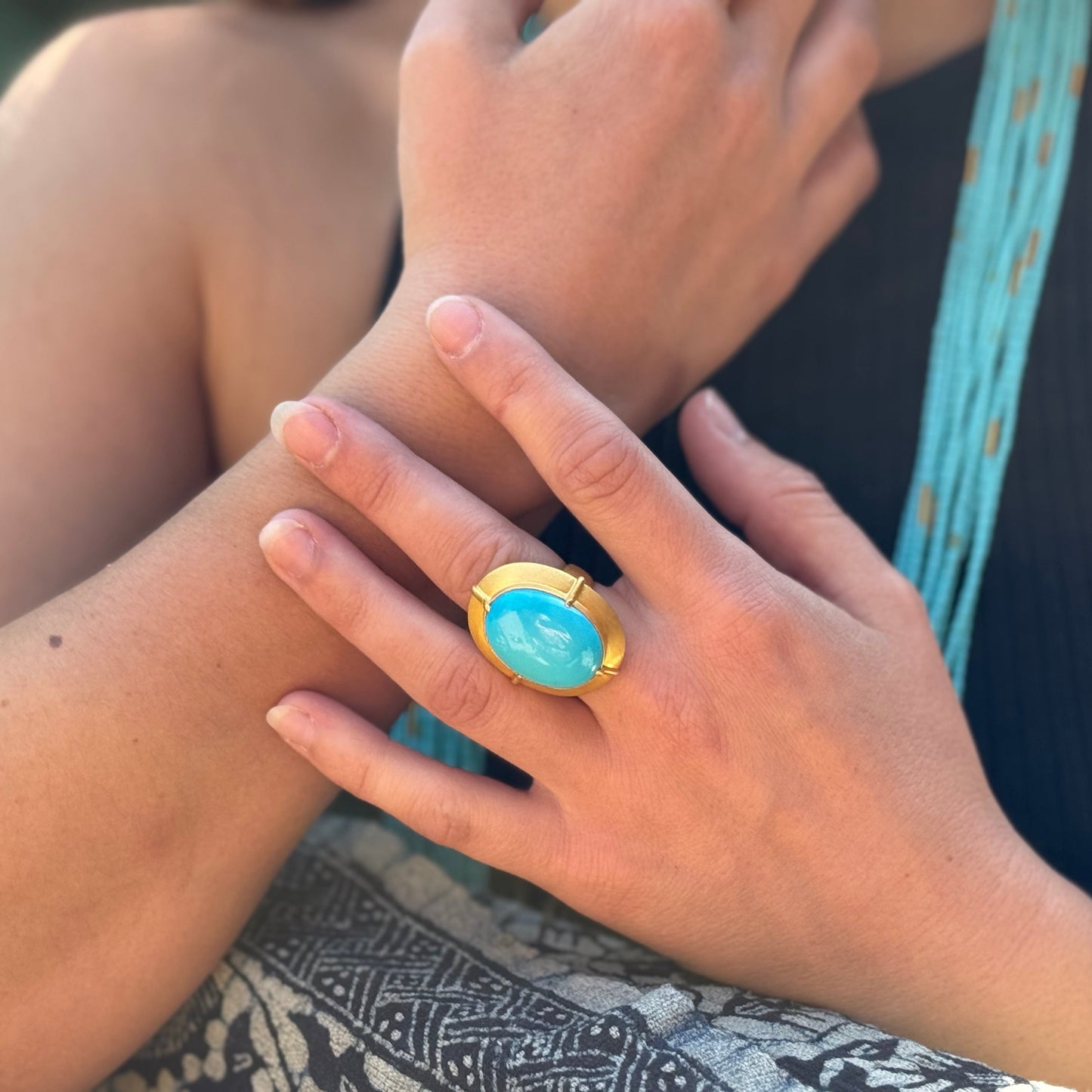 "Rita" Ring (Sleeping Beauty Turquoise, 22k Gold)