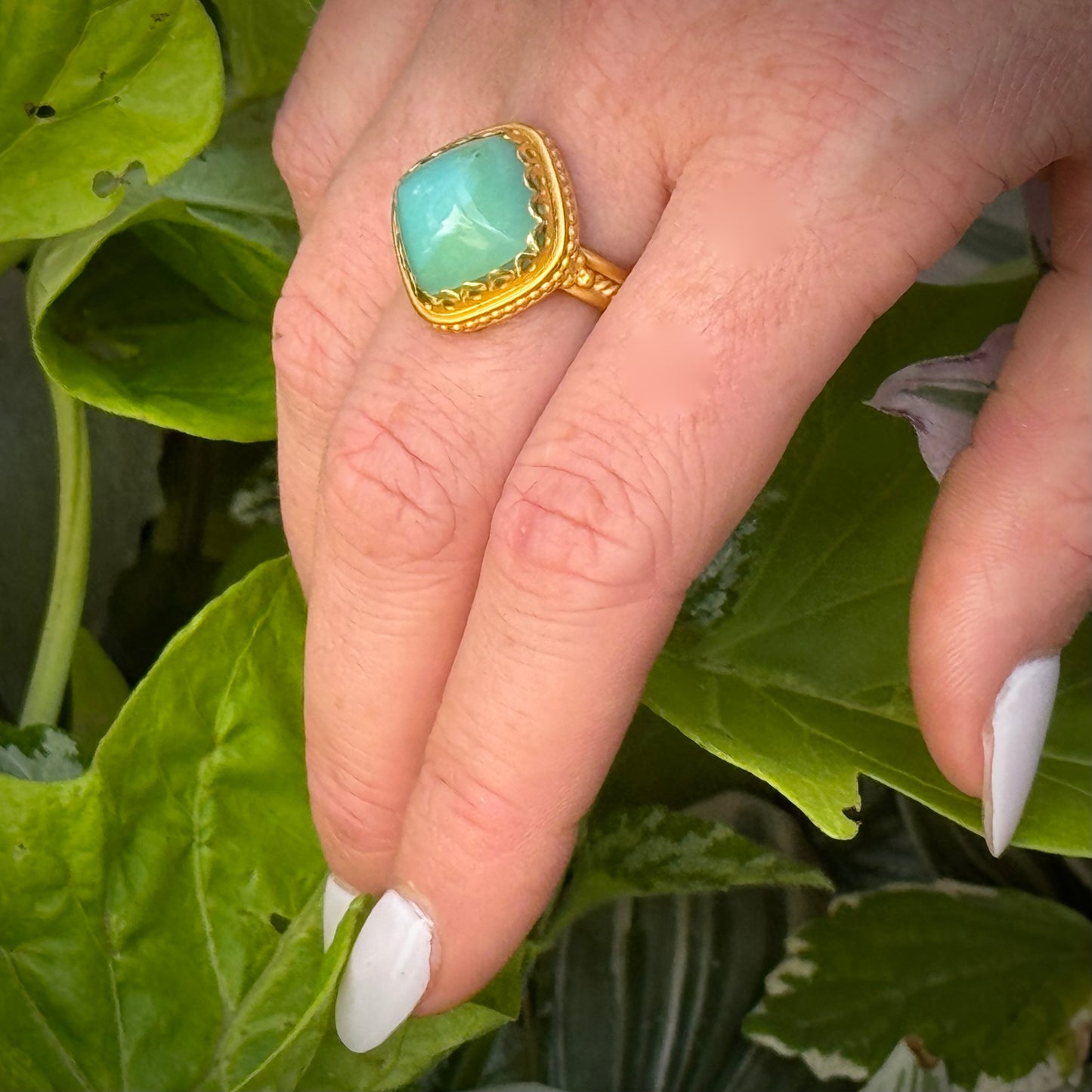 "Diedre" Ring (Peruvian Blue Opal, 22k Gold)