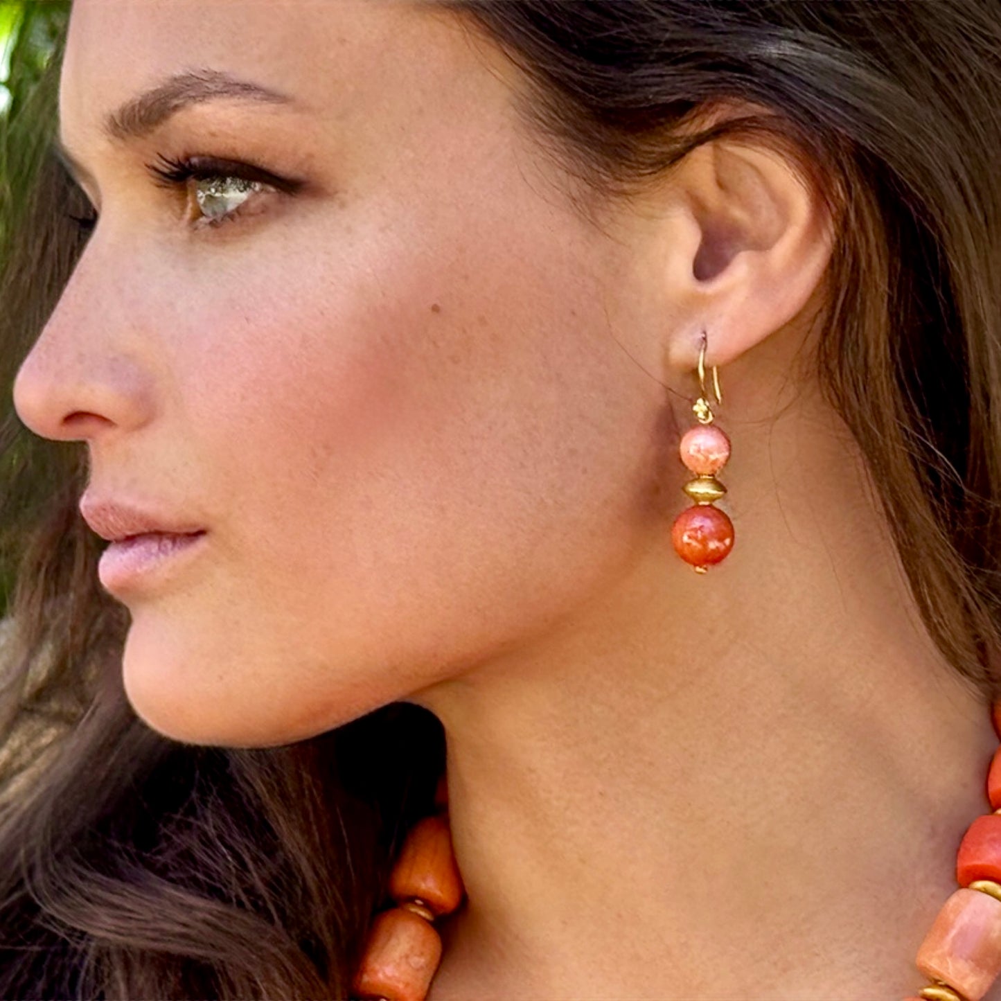 "Jetson" Hook Earrings (Italian Coral, 22k, 18k Gold)