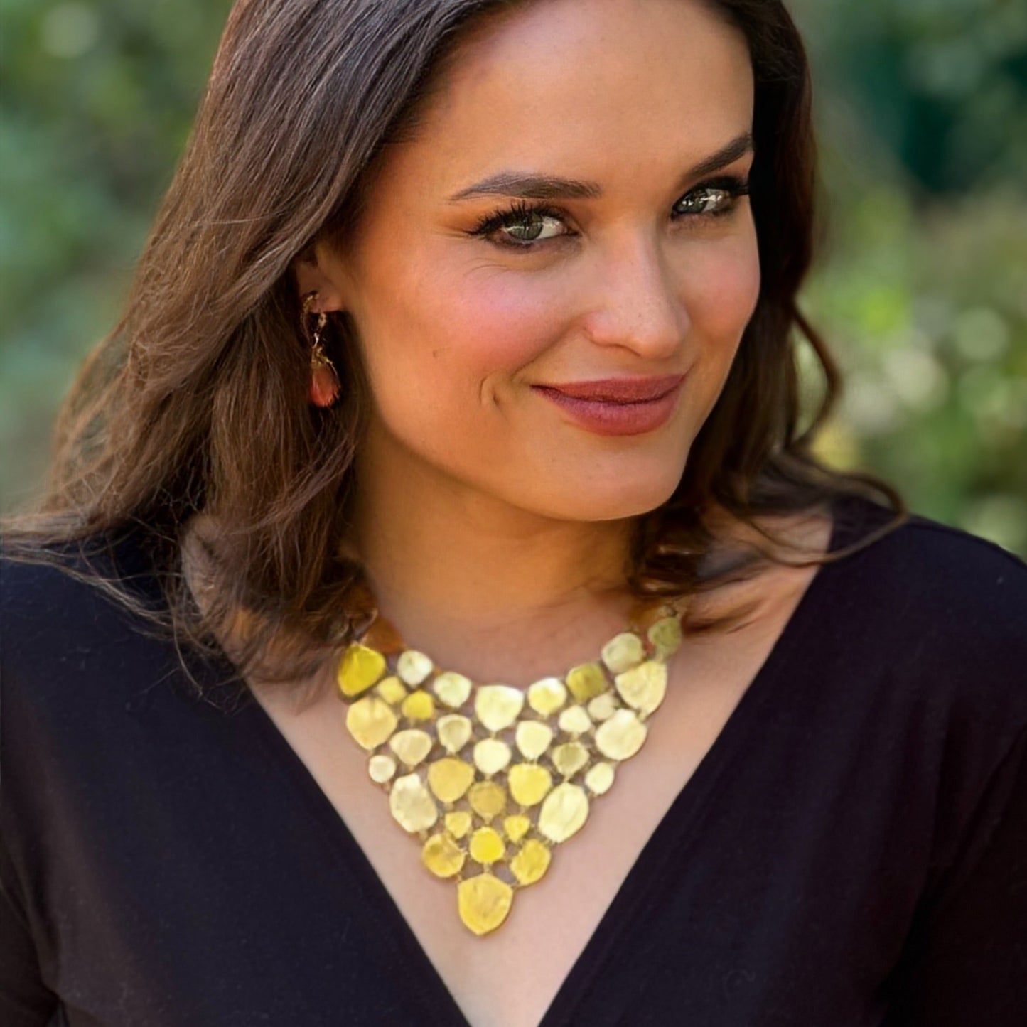 "Watermelon Fishnet" Bib Necklace (Watermelon Tourmaline, 22k, 18k Gold)