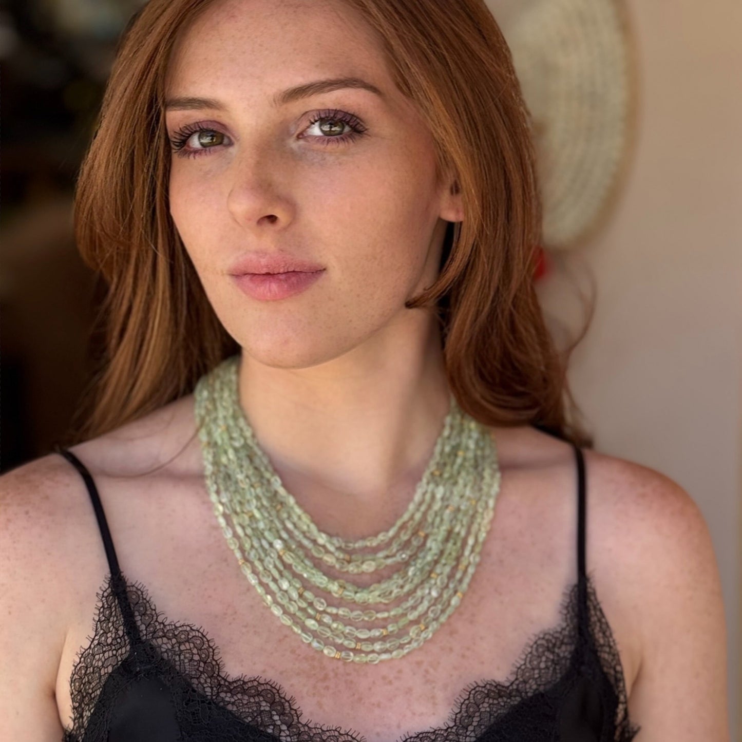 "Lana" Necklace (Prehnite, 18k, 22k Gold)