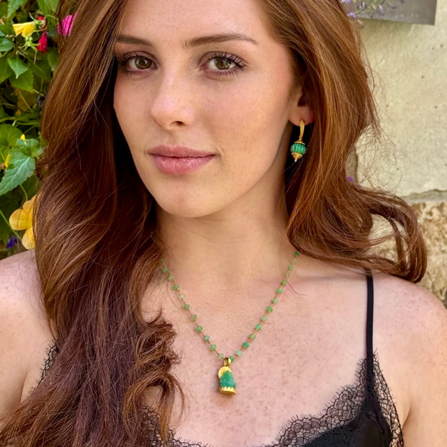 "Lotus Ganesha" Pendant (Chrysoprase, 22k, 18k Gold)