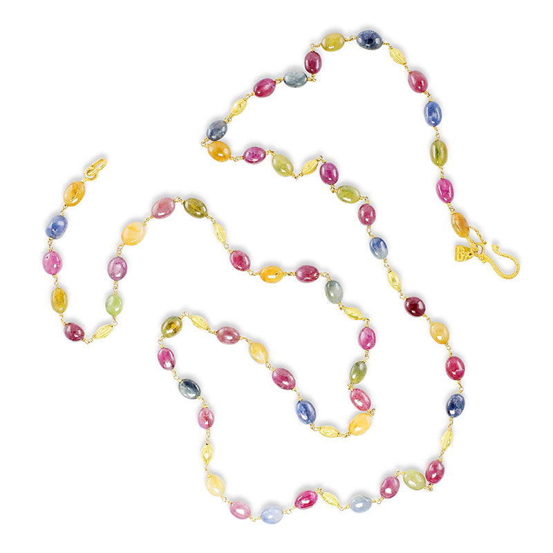 "Winona Bangkok" Necklace (Multicolored Sapphire, Ruby, 22k, 18k Gold)