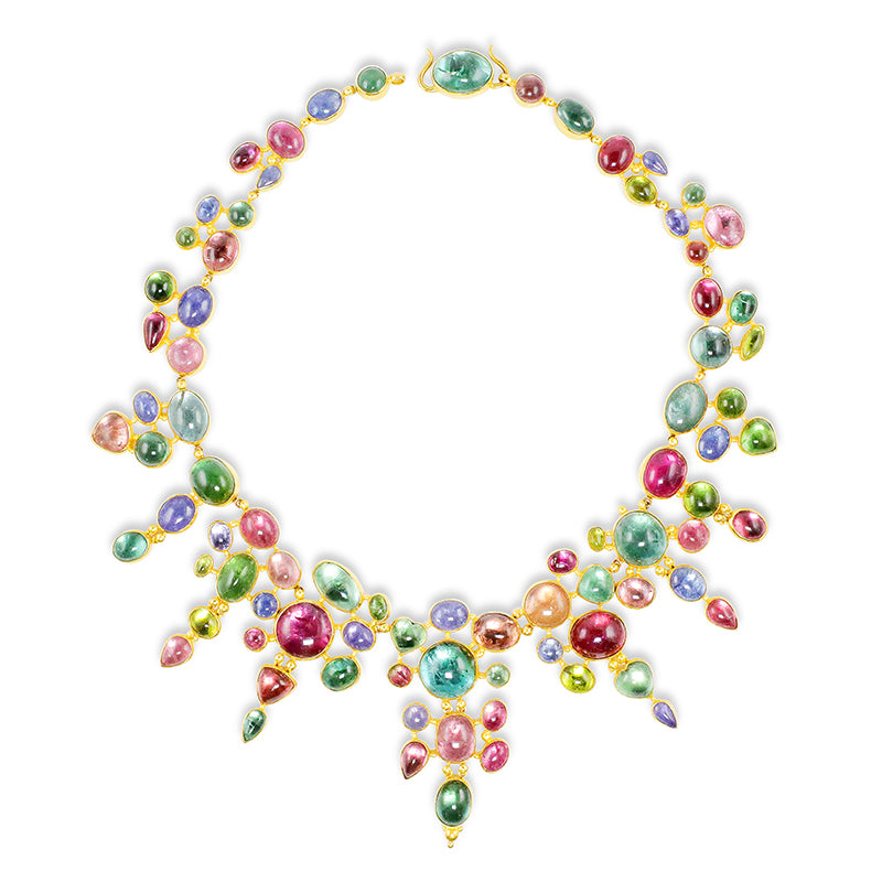 "Provence" Necklace (Tanzanite, Tourmaline, Peridot, 18k, 22k Gold)