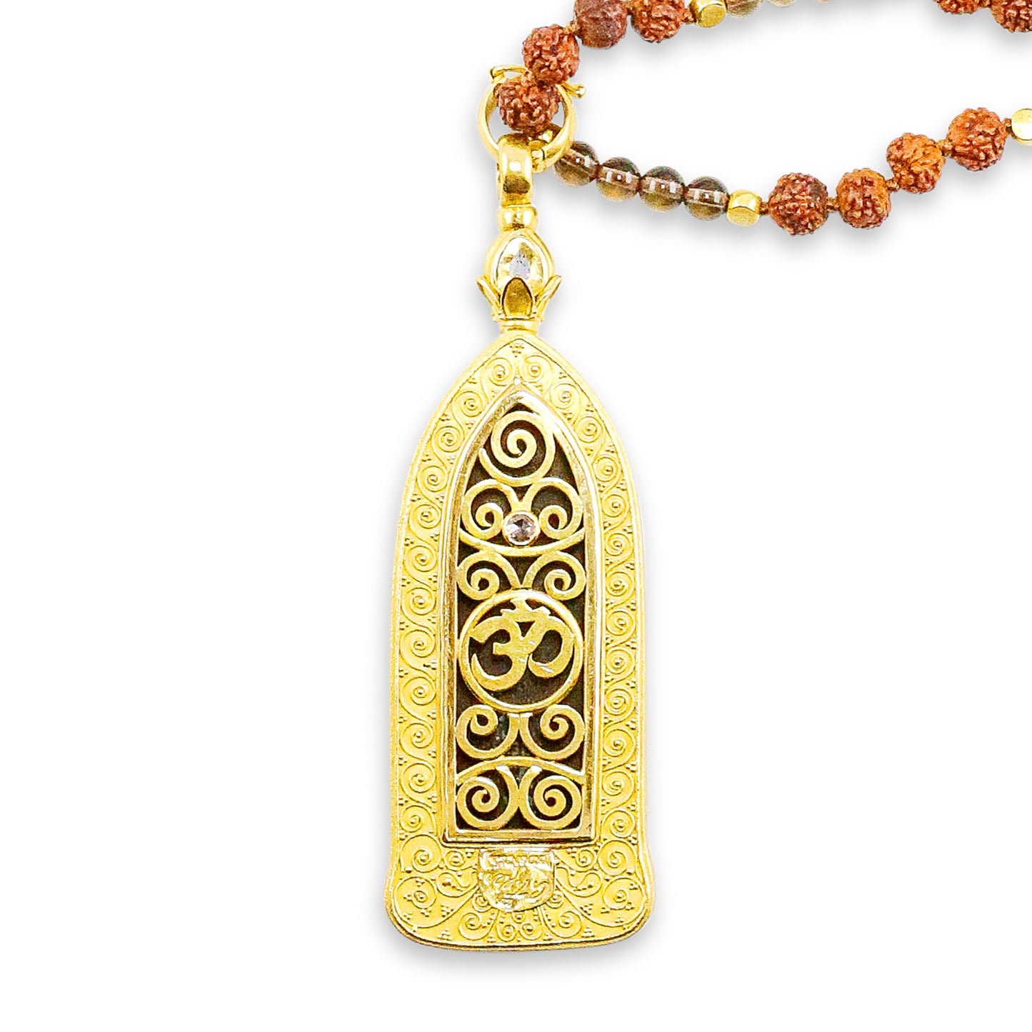 "Nirvana Standing Buddha" Pendant (Copper Amulet, Sapphire, Diamond, 22k Gold)