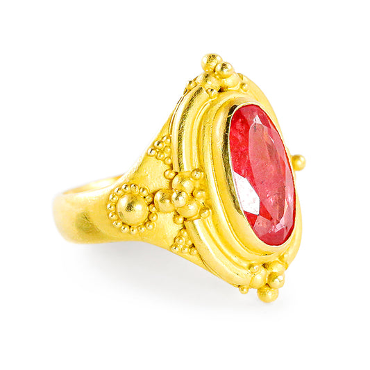 "Princess" Ring (Rhodonite, 22k Gold)