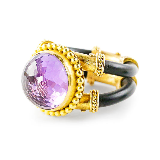 "Devlin" Ring (Amethyst, Neoprene Rubber, 22k Gold)