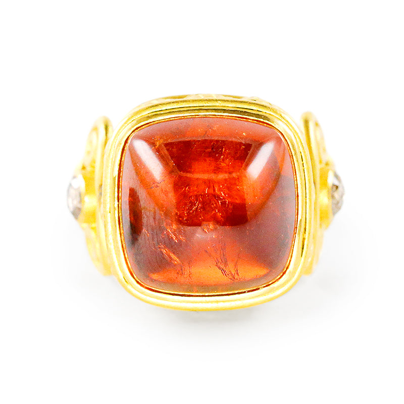 "Corinthia Column" Ring (Hessonite Garnet, 22k Gold)