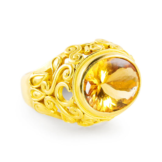 "Leaf Tata" Ring (Citrine, 22k Gold)