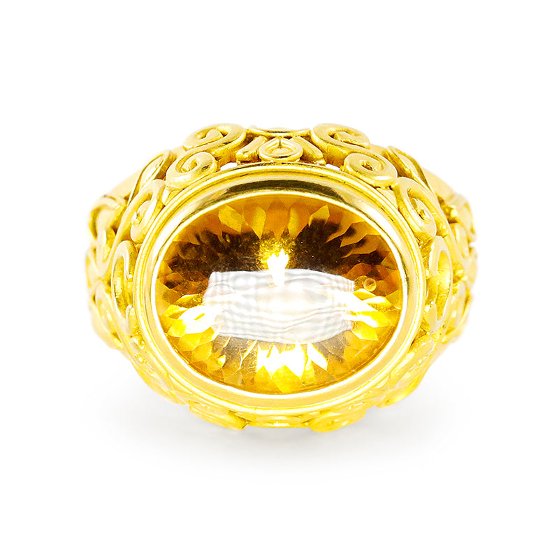 "Leaf Tata" Ring (Citrine, 22k Gold)