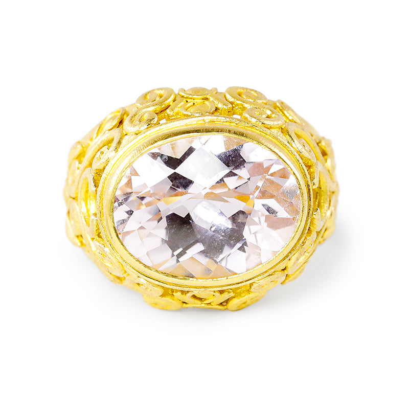 "Leaf Tata" Ring (Kunzite, 22k Gold)