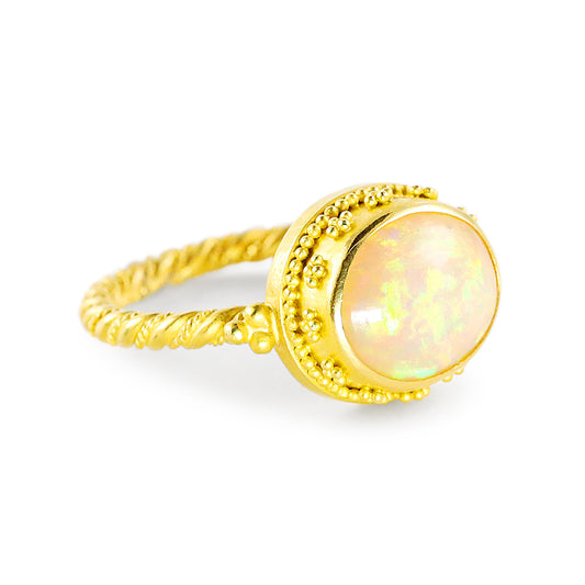 "Glitters" Ring (Ethiopian Welo Opal, 18k, 22k Gold)