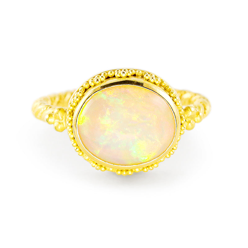 "Glitters" Ring (Ethiopian Welo Opal, 18k, 22k Gold)