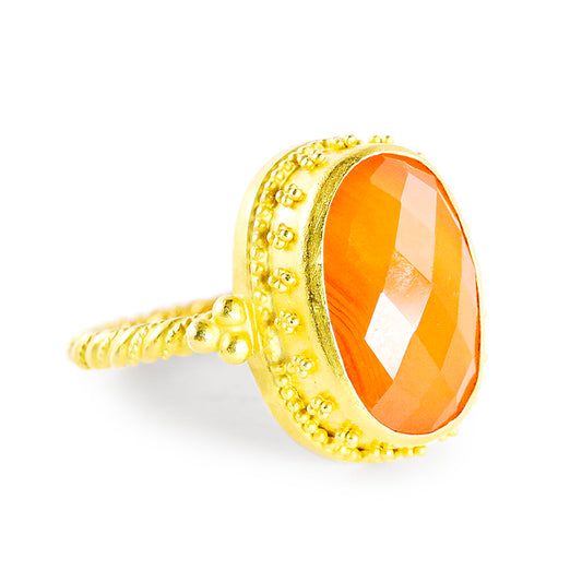 "Glitters" Ring (Carnelian Agate, 22k, 18k Gold)