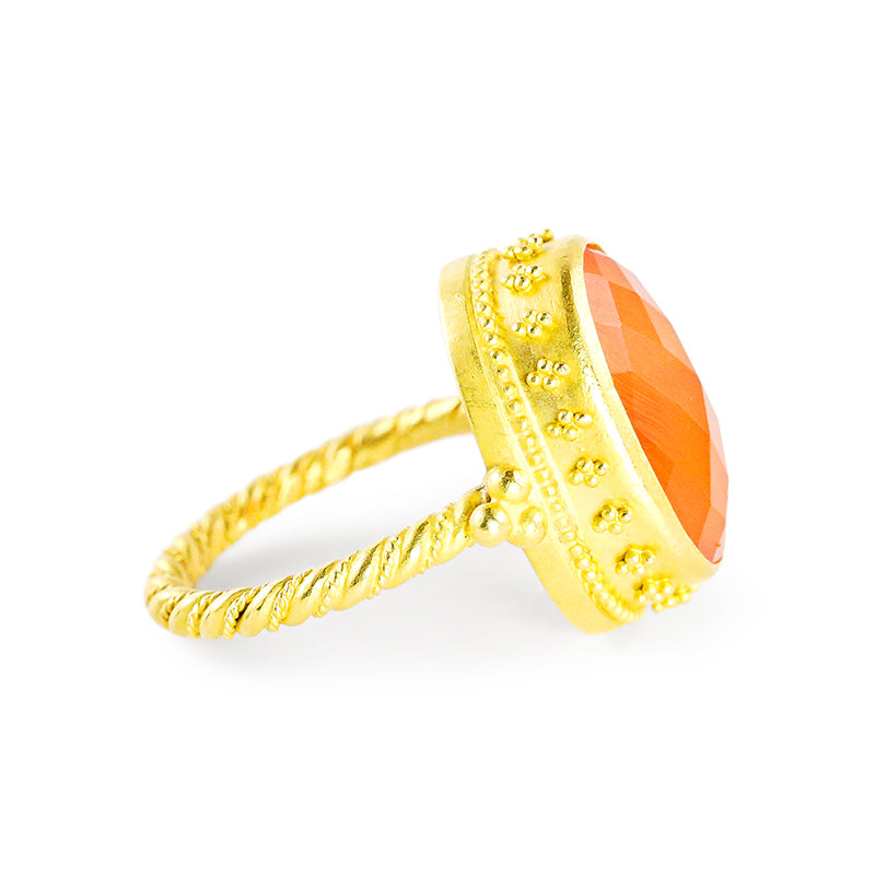 "Glitters" Ring (Carnelian Agate, 22k, 18k Gold)