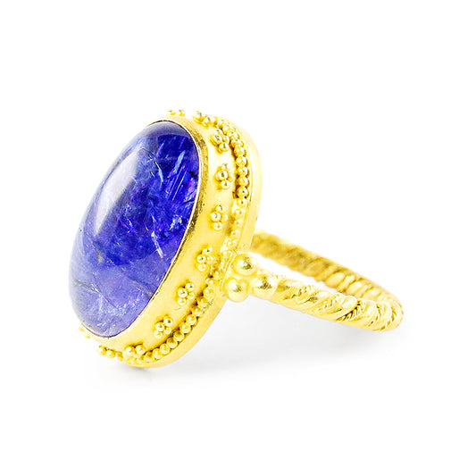 "Glitters" Ring (Blue Kyanite, 22k, 18k Gold)